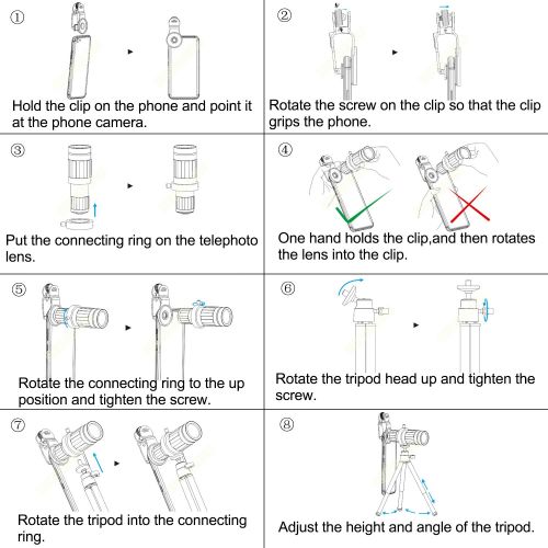  WMTGUBU Camera Lens, 22X Telephoto Camera Lens Kit Double Regulation HD Scale Distance FOV Phone Lens Attachment with Tripod for iPhone X877 Plus6s65,Samsung Galaxy Most Smar