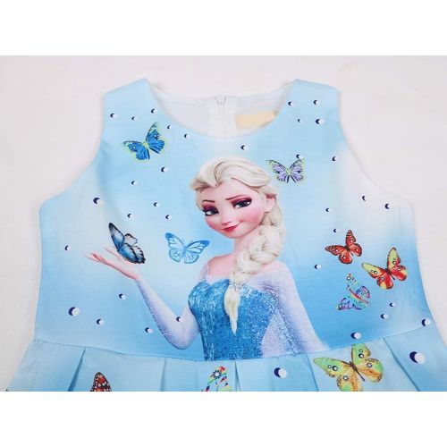  WNQY Princess Elsa Costume Dresses Little Girls Cosplay Dress up