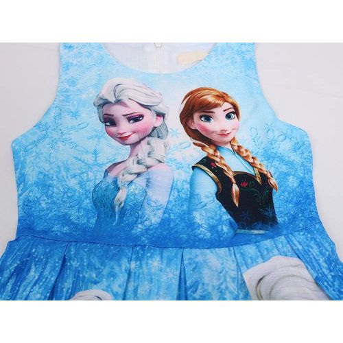  WNQY Princess Elsa Costume Party Dress Little Girls Cosplay Dress up