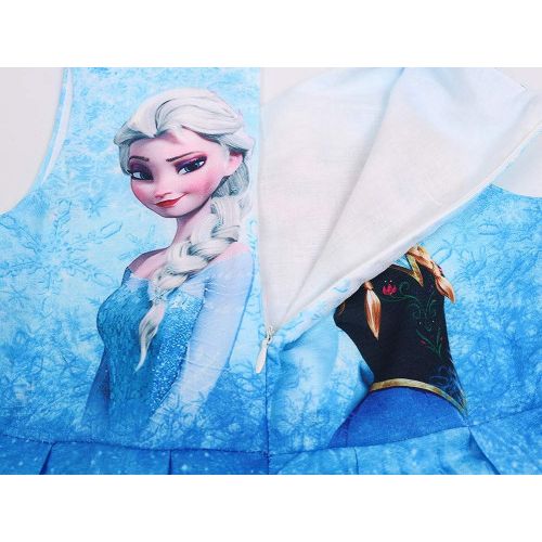  WNQY Princess Elsa Costume Party Dress Little Girls Cosplay Dress up