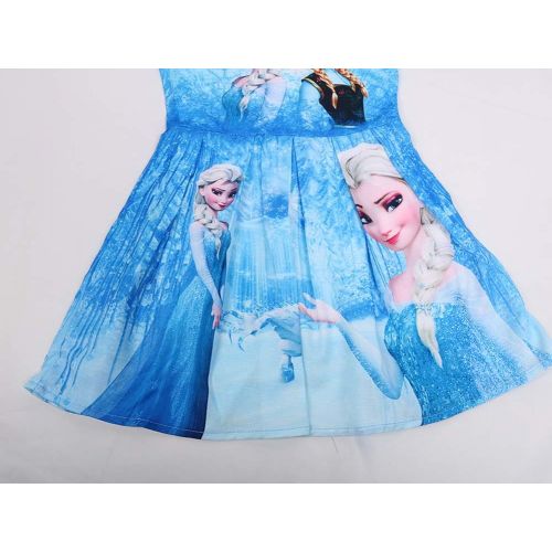  WNQY Princess Elsa Costume Party Dress Little Girls Cosplay Dress up