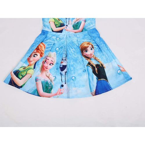  WNQY Princess Anna Costume Party Dress Little Girls Cosplay Dress up