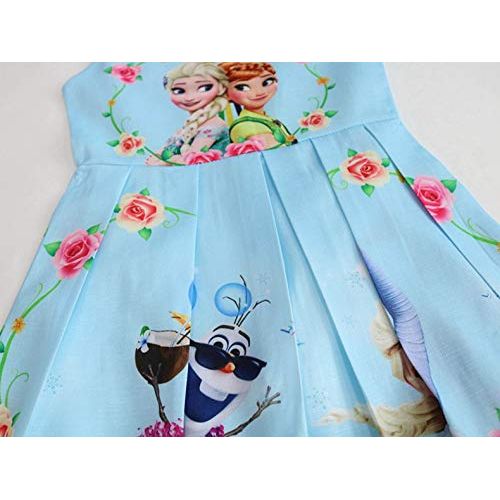  WNQY Princess Anna Costume Dresses Little Girls Cosplay Dress up