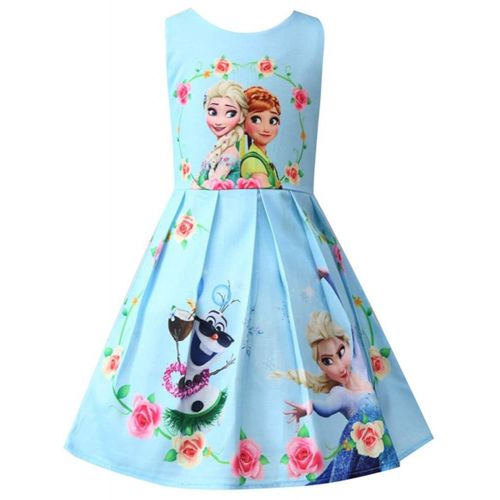  WNQY Princess Anna Costume Dresses Little Girls Cosplay Dress up