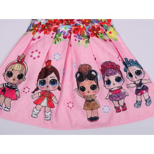  WNQY Girls Surprise Princess Costume Doll Digital Print Party Gown Dress for Doll Surprised