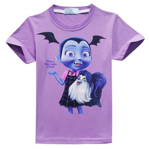  WNQY Vampirina Little Girls Printed Princess Cartoon T-Shirt (Purple,130/8-9Y)