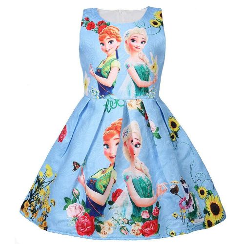  WNQY Princess Elsa Role Play Costume Party Dress Little Girls Anna Cosplay Dress up