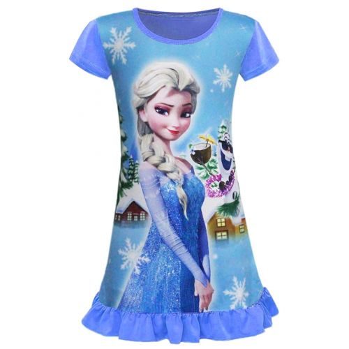  WNQY Little Girls Princess Elsa Pajamas Toddler Nightgown Dress