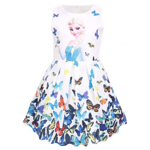  WNQY Princess Elsa Costume Dresses Little Girls Cosplay Dress up
