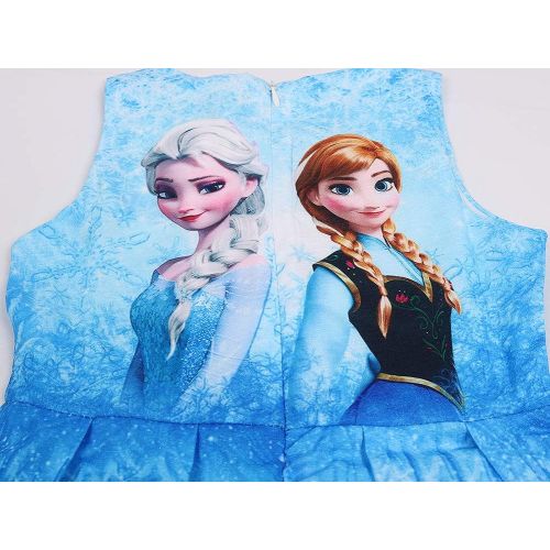  WNQY Princess Elsa Costume Party Dress Little Girls Cosplay Dress up