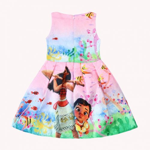 WNQY Moana Little Girls Printed Princess Dress Cartoon Party Dress