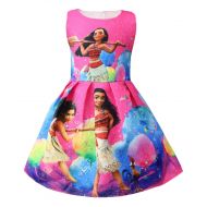 WNQY Moana Little Girls Printed Princess Dress Cartoon Party Dress