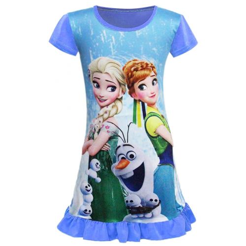  WNQY Little Girls Princess Anna Pajamas Toddler Nightgown Dress