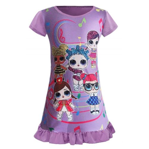 WNQY Surprise Princess Nightgown Little Girls Pajamas Dress for Doll Surprised