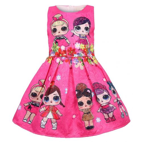  WNQY Girls Surprise Princess Costume Doll Digital Print Party Gown Dress for Doll Surprised