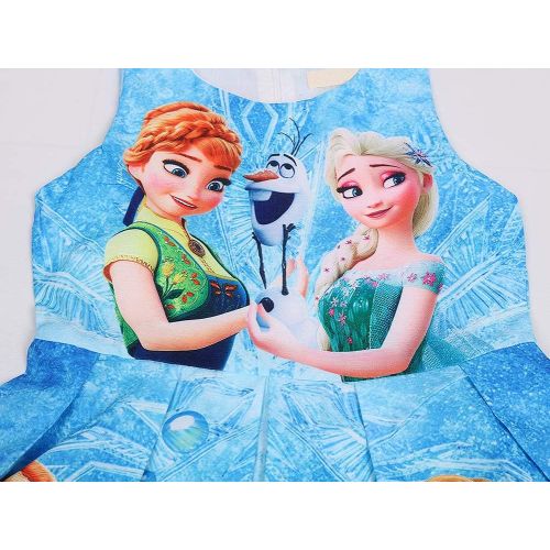  WNQY Princess Anna Costume Party Dress Little Girls Cosplay Dress up