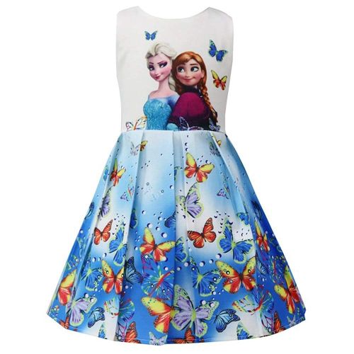  WNQY Princess Anna Costume Dresses Little Girls Cosplay Dress up