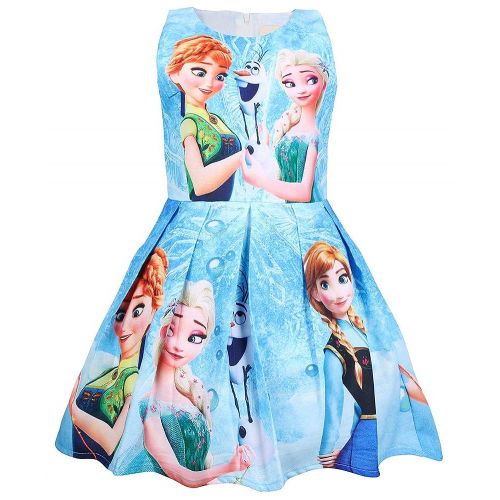  WNQY Princess Anna Costume Party Dress Little Girls Cosplay Dress up