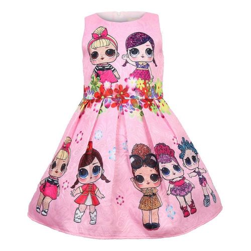  WNQY Girls Surprise Princess Costume Doll Digital Print Party Gown Dress for Doll Surprised