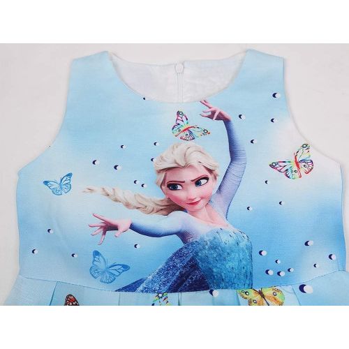  WNQY Princess Elsa Costume Party Dress Little Girls Cosplay Dress up