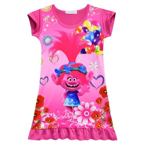  WNQY Trolls Little Girls Nightgown Cartoon Pajamas Princess Dress