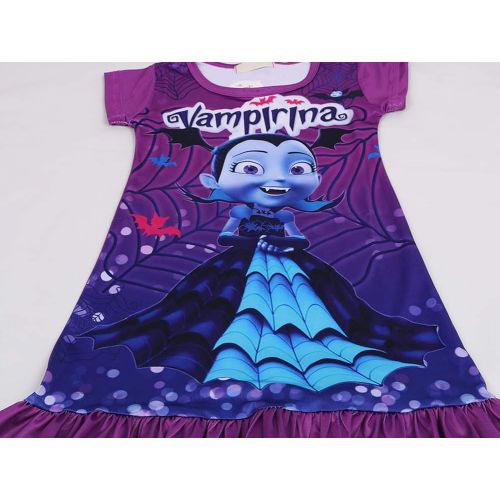  WNQY Vampirina Comfy Loose Fit Pajamas Girls Printed Princess Dress