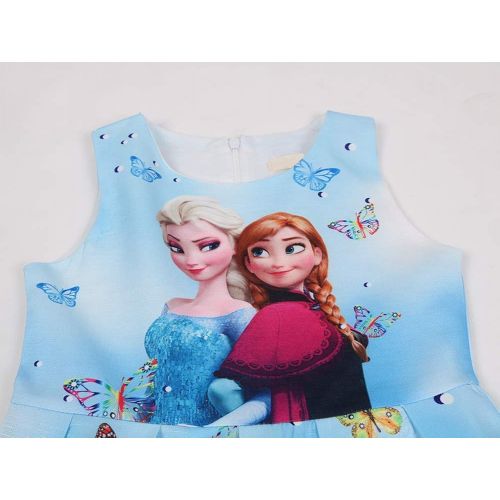  WNQY Princess Elsa Role Play Costume Party Dress Little Girls Anna Cosplay Dress up