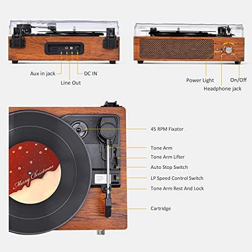  WOCKODER Record Player Turntable Vinyl Record Player with Speakers Turntables for Vinyl Records 3 Speed Belt Driven Vintage Record Player Vinyl Player Music Vinyl Turntable