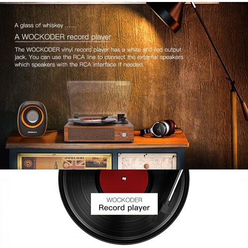  WOCKODER Record Player Turntable Vinyl Record Player with Speakers Turntables for Vinyl Records 3 Speed Belt Driven Vintage Record Player Vinyl Player Music Vinyl Turntable