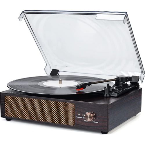  WOCKODER Record Player Turntable Wireless Portable LP Phonograph with Built in Stereo Speakers 3-Speed Belt-Drive Turntable Vinyl Record Player with Speakers