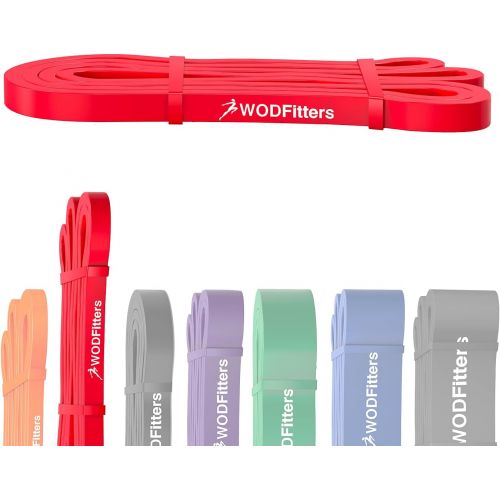  WODFitters Stretch Resistance Pull Up Assist Band with eGuide, #1 Red- 10 to 35 Pounds (1/2 4.5mm)