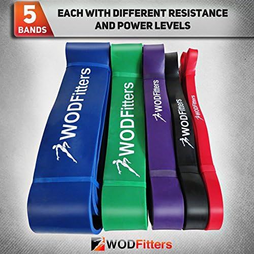  WODFitters Pull Up Assistance Bands - Stretch Resistance Band - Mobility Band - Powerlifting Bands - Extra Durable Elastic WorkoutExercise Pull-Up Assist Bands - SINGLE BAND or SE