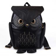 WOG2008 Fashion Owl Backpack Fashion Shoulderbag Women Girls Bag Satchel Small Schoolbag Black