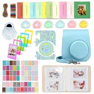 WOGOZAN Accessories Kit for Fujifilm Instax Mini 11 Instant Camera (Custom Case with Strap + Assorted Frames + Photo Album + 60 Colorful Sticker Frames + More) (Sky Blue