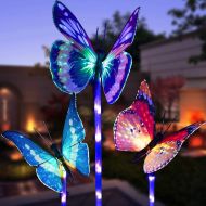 [아마존 핫딜]  [아마존핫딜]WOHOME Garden Solar Lights Outdoor, 3 Pack Solar Stake Lights Multi-Color Changing LED Butterfly, Fiber Optic Butterfly Decorative Lights with a Purple LED Light Stake (Outdoor Solar Gard