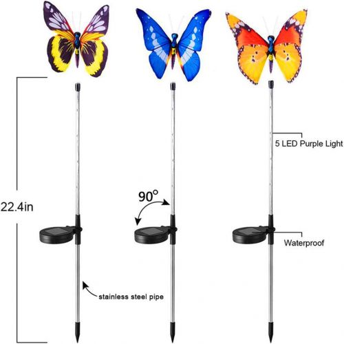  [아마존 핫딜]  [아마존핫딜]WOHOME Garden Solar Lights Outdoor, 3 Pack Solar Stake Lights Multi-Color Changing LED Butterfly, Fiber Optic Butterfly Decorative Lights with a Purple LED Light Stake (Outdoor Solar Gard