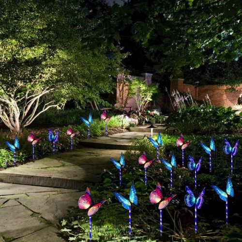  [아마존 핫딜]  [아마존핫딜]WOHOME Garden Solar Lights Outdoor, 3 Pack Solar Stake Lights Multi-Color Changing LED Butterfly, Fiber Optic Butterfly Decorative Lights with a Purple LED Light Stake (Outdoor Solar Gard