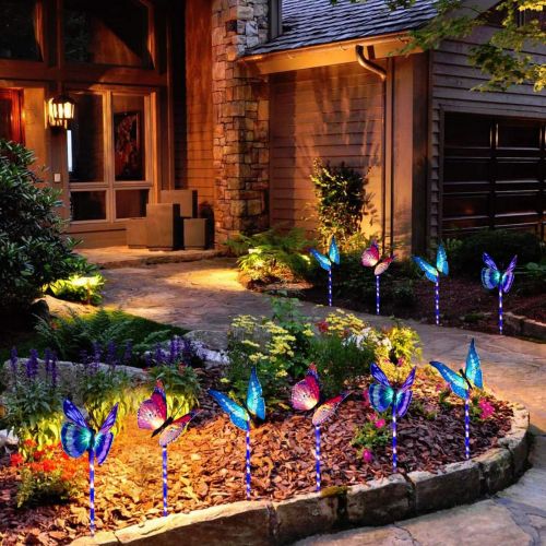  [아마존 핫딜]  [아마존핫딜]WOHOME Garden Solar Lights Outdoor, 3 Pack Solar Stake Lights Multi-Color Changing LED Butterfly, Fiber Optic Butterfly Decorative Lights with a Purple LED Light Stake (Outdoor Solar Gard