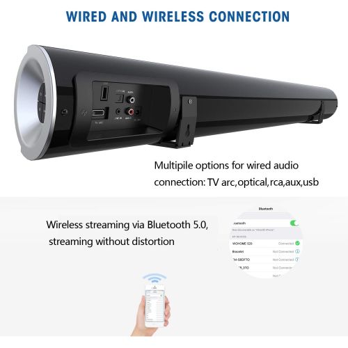  [아마존 핫딜] [아마존핫딜]WOHOME 2.1 Channel Bluetooth Sound Bar with Built-in Dual Subwoofer Wohome TV Soundbar 38-Inch 80W 6 Drivers 105dB Remote Control AUX Optical ARC Inputs Model S29