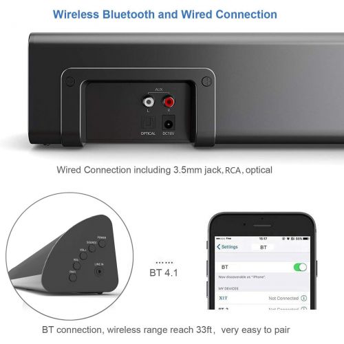  [아마존 핫딜] [아마존핫딜]WOHOME 2.1 Channel Bluetooth Sound Bar Wohome TV Soundbar with Built-in Subwoofer 32Inch 3 Drivers Remote Control 2019 Updated Model S05