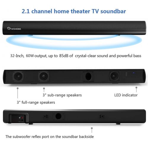  [아마존 핫딜] [아마존핫딜]WOHOME 2.1 Channel Bluetooth Sound Bar Wohome TV Soundbar with Built-in Subwoofer 32Inch 3 Drivers Remote Control 2019 Updated Model S05