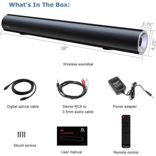  [아마존베스트]WOHOME 2.1 Channel Bluetooth Sound Bar with Built-in Dual Subwoofer Wohome TV Soundbar 38-Inch 80W 6 Drivers 105dB Remote Control AUX Optical ARC Inputs Model S29