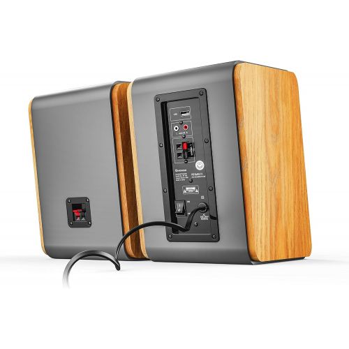  [아마존베스트]WOHOME Wohome Bookshelf Speakers 60W Powered Bluetooth Active Home Theater Speaker (Pair, Wooden Enclosure, Wood Color, 4 Inch Driver, Model BT-106)