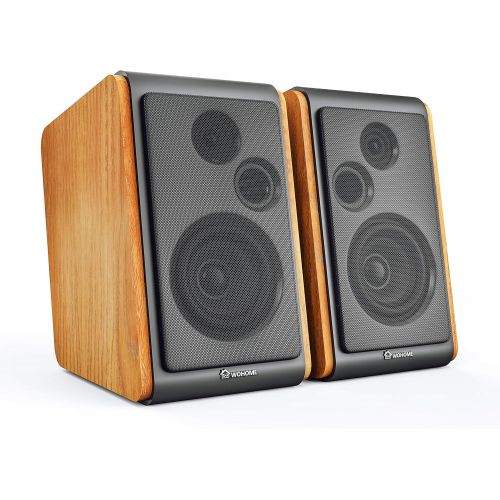  [아마존베스트]WOHOME Wohome Bookshelf Speakers 60W Powered Bluetooth Active Home Theater Speaker (Pair, Wooden Enclosure, Wood Color, 4 Inch Driver, Model BT-106)