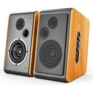 Wohome Bookshelf Speakers 60W Powered Bluetooth Active Home Theater Speaker (Pair, Wooden Enclosure, Wood Color, 4 Inch Driver, Model BT-106)