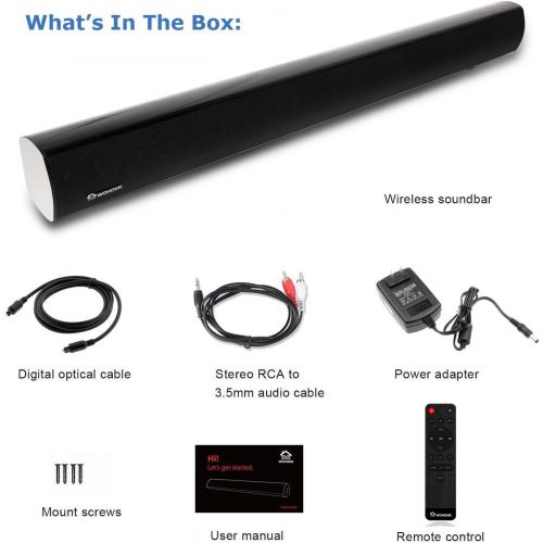  2.1 Channel Bluetooth Sound Bar, Wohome TV Soundbar with Built-in Subwoofer(Wireless Home Theater Sound Bars Speaker, 38-Inch, 80W, 4 Drivers, Remote Control, Wall Mountable, Model