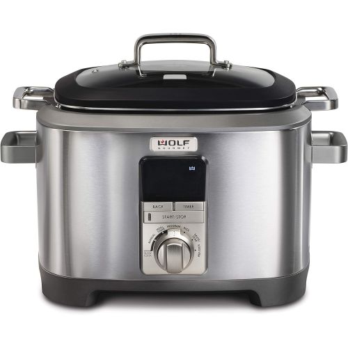  Wolf Gourmet Programmable 6-in-1 Multi Cooker with Temperature Probe, 7 qrt, Slow Cook, Rice, Saute, Sear, Sous Vide, Stainless Steel, Silver Knob (WGSC120S)