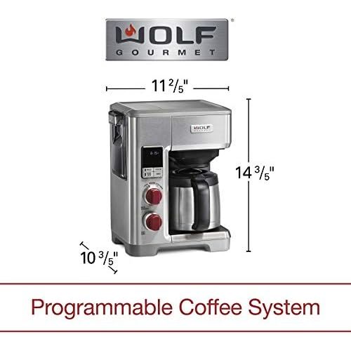  Wolf Gourmet Programmable Coffee Maker System with 10 Cup Thermal Carafe, Precision Technology, Accu-Brew, Built-In Grounds Scale (WGCM100S): Kitchen & Dining