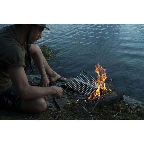  WOLF GRIZZLY Wolf and Grizzly Grill Edition Kit Camping Grill for Backpacking, Camping and Bushcraft The Perfect Compact, Folding Grill for Your Next Adventure Camping Grill Grate Over Fire/Cam