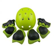 WOLFBUSH Kids Protective Gear, 7Pcs Set Elbow Wrist Knee Pads and Helmet Sport Safety Protective Gear Guard for Children Skateboard Skating Cycling Riding Blading - Light Green S